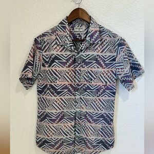 Billabong Short Sleeve Button Up Shirt Mens S Tribal Geometric Print